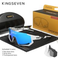 Okulary rowerowe KINGSEVEN LS910 BIAŁY - CZARNY / SZKLANY NIEBIESKI C03