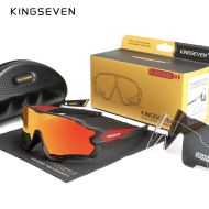 Okulary rowerowe KINGSEVEN LS911 CZERWONY - CZARNY / SZKLANY CZERWONY C14