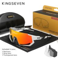 Okulary rowerowe KINGSEVEN LS910 BIAŁY - CZARNY / SZKLANY CZERWONY C13