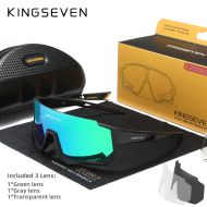 Okulary rowerowe KINGSEVEN LS910 CZARNE / ZIELONE SZKŁO C07