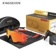 Okulary rowerowe KINGSEVEN LS911 GRADIENT RED - CZARNY / GLASS RED C10