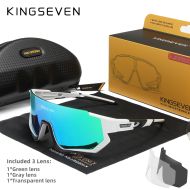 Okulary rowerowe KINGSEVEN LS910 BIAŁY - CZARNY / ZIELONE SZKŁO C12