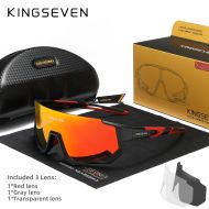 Okulary rowerowe KINGSEVEN LS910 CZERWONY - CZARNY / SZKLANY CZERWONY C06