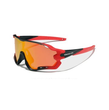 Okulary rowerowe KINGSEVEN LS911 GRADIENT RED - CZARNY / GLASS RED C10